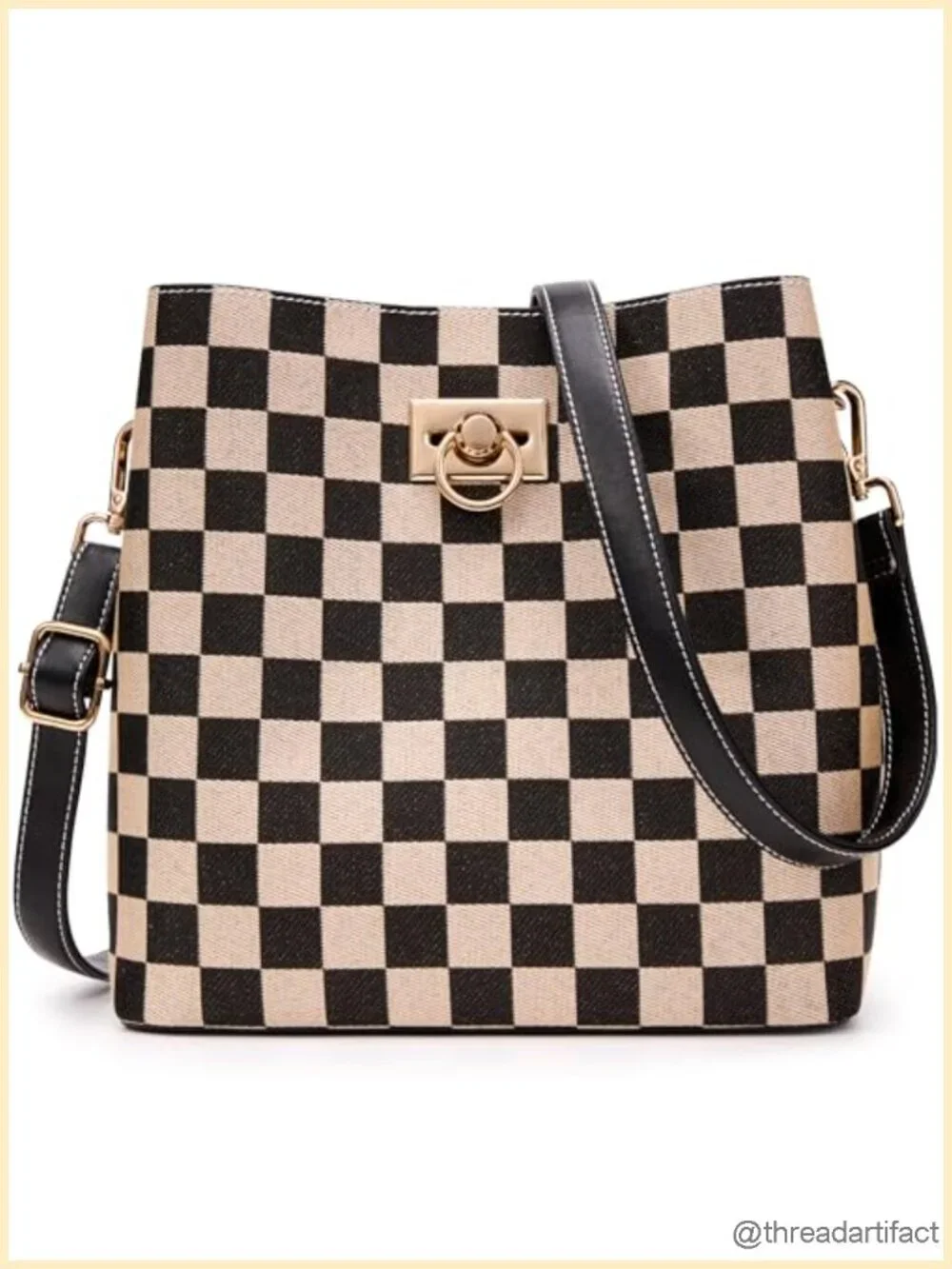 Faux Leather Bucket Crossbody Bag with Multi Pockets